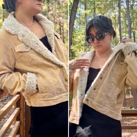 VTG 00s Aéropostale corduroy utility jacket w/ faux shearling accents! SOFT! - Picture 8 of 8